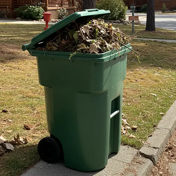 Green Waste Bin with Leaves