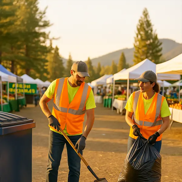 farmers-market Workers Using a Rent-a-Bin