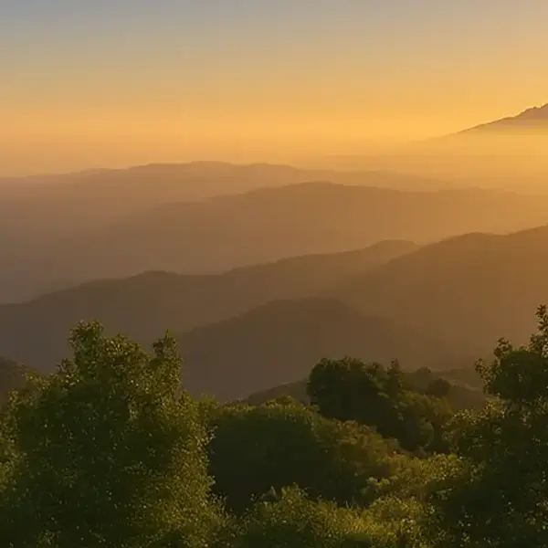 mountains Valley at Sunset