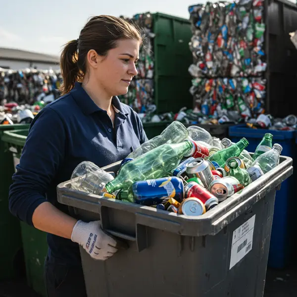 recycling Woman Carrying Recyclables